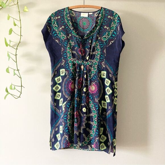Maeve Anthropologie Silk Medallion Tunic Slip Dress - XS - Picture 2 of 5